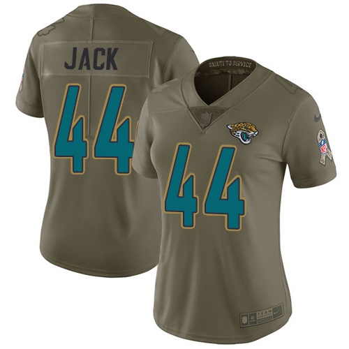 Nike Jacksonville Jaguars #44 Myles Jack Olive Women Stitched NFL Limited 2017 Salute to Service Jersey->women nfl jersey->Women Jersey